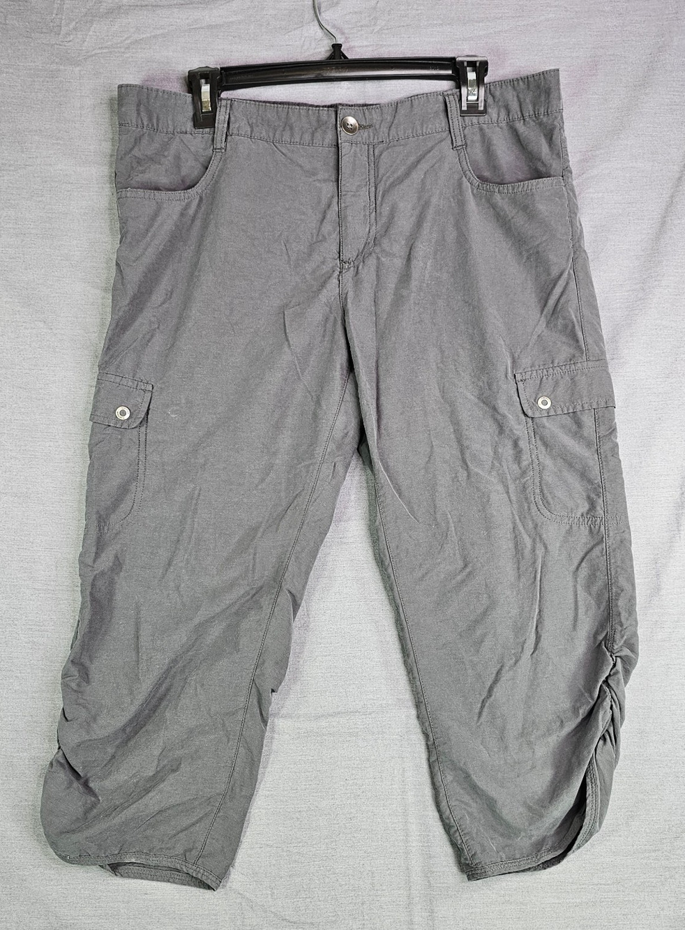 Woolrich Drawstring Rouched Gathered Leg Capri Cargo Pants Gray Women's Size 10